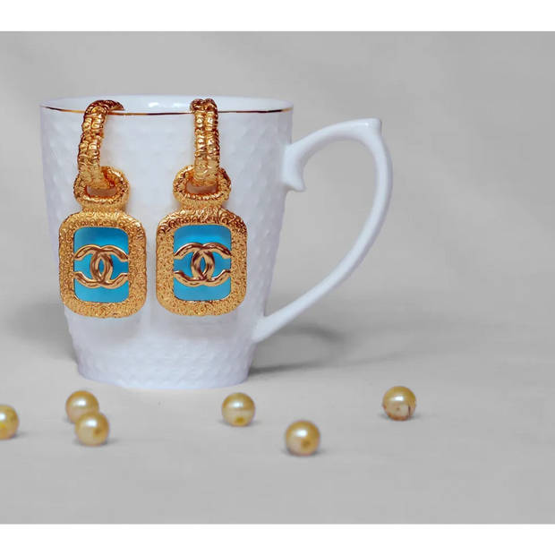 Turquoise Double C Drop Earrings