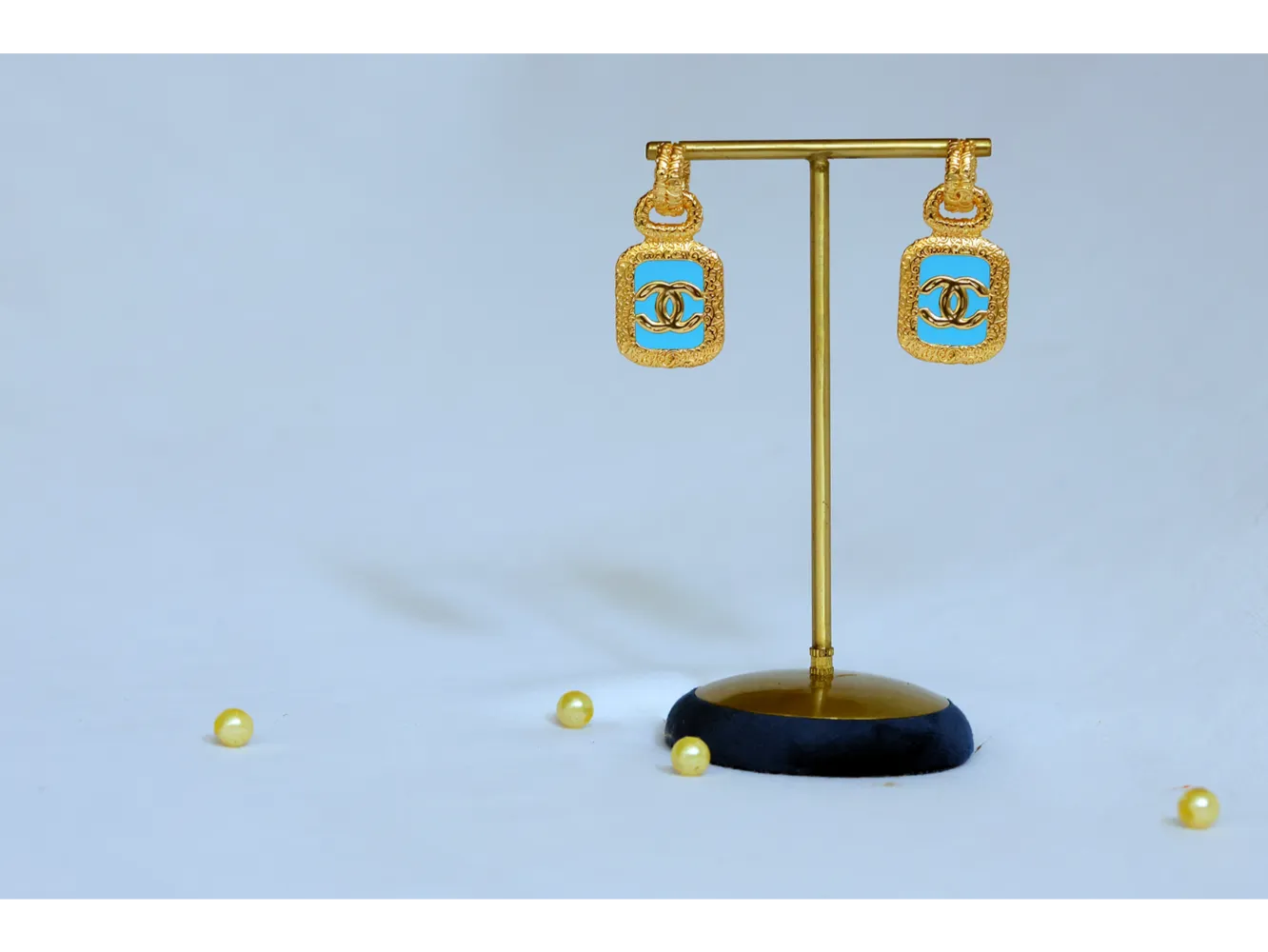 Turquoise Double C Drop Earrings