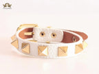 Alphabet V rockstud white bracelet
