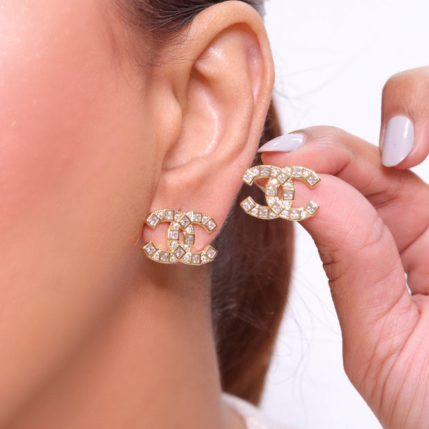 Double C gold studs