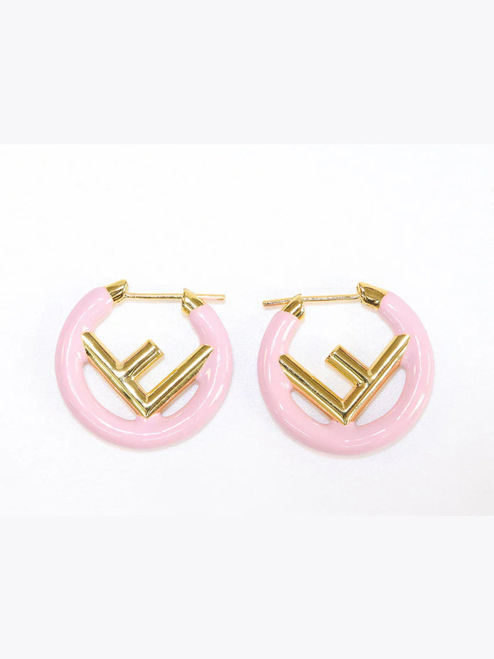 Baby Pink Alphabet F Hoops 25mm