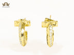 Alphabet T gold hoops with cz