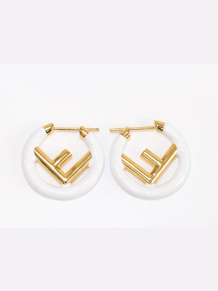 White Alphabet F Hoops 25mm