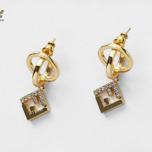 Double F small dangles with cz and gold