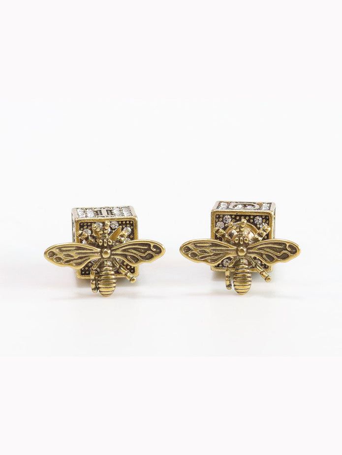 Rustic dragon fly square studs