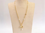 Lion and pearl drop link double C chain