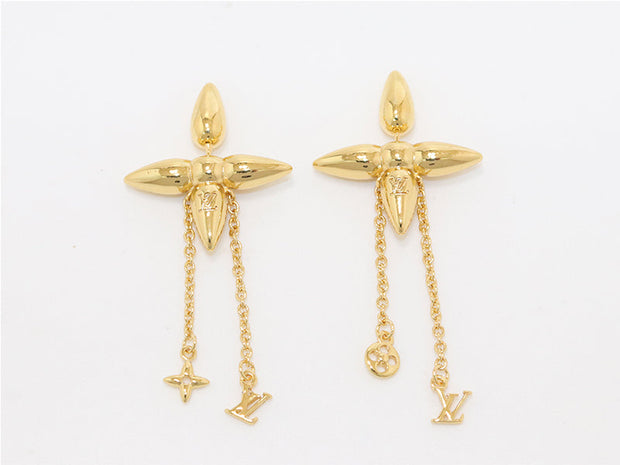 Gold flower chain dangles