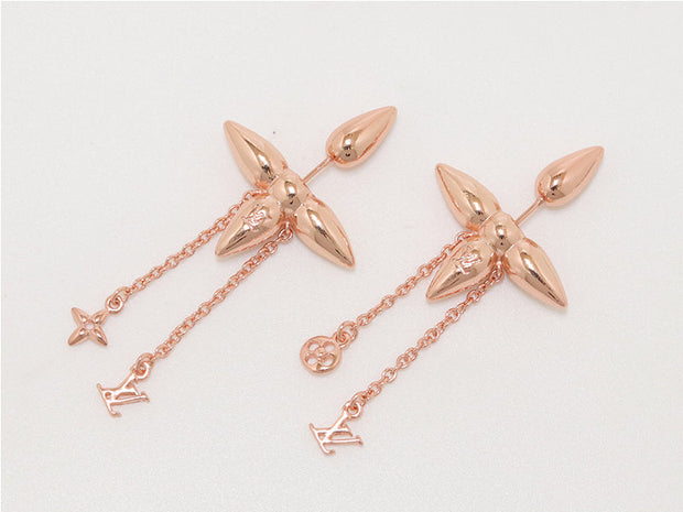 Rose flower chain dangles