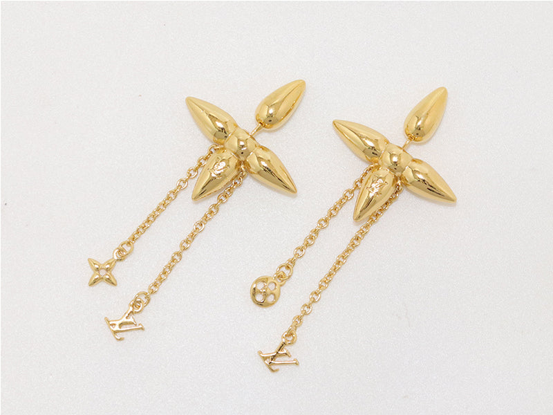 Gold flower chain dangles