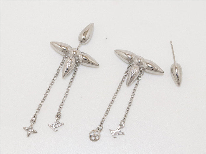 Platinum flower chain dangles