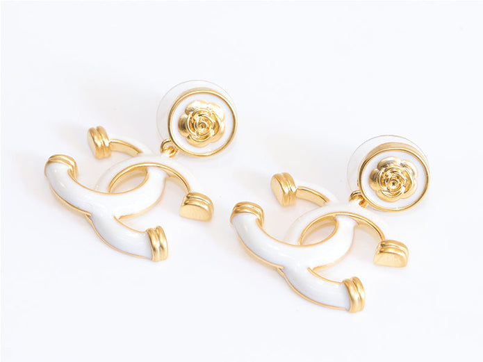 Double C white enamel dangles
