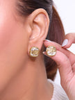 Alphabet V silver white cz studs