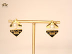 Alphabet P black triangle Studs