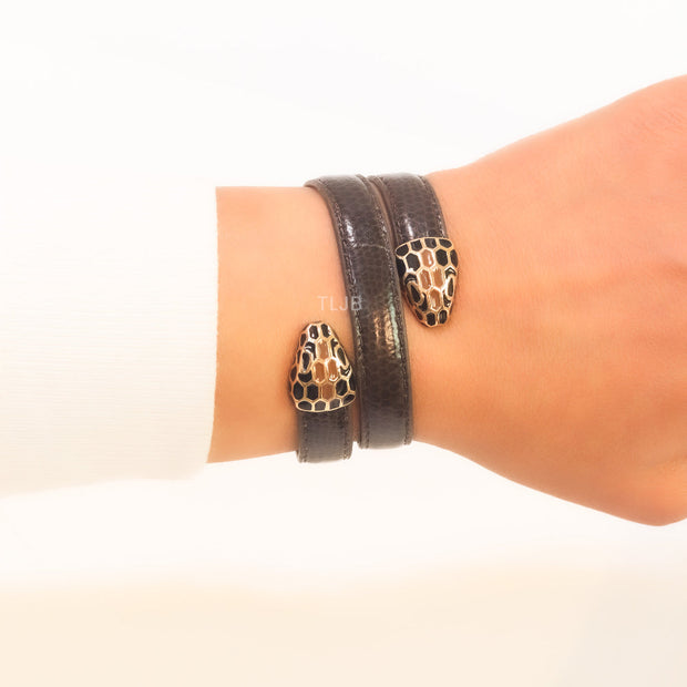 Serpentine brown belt bracelet