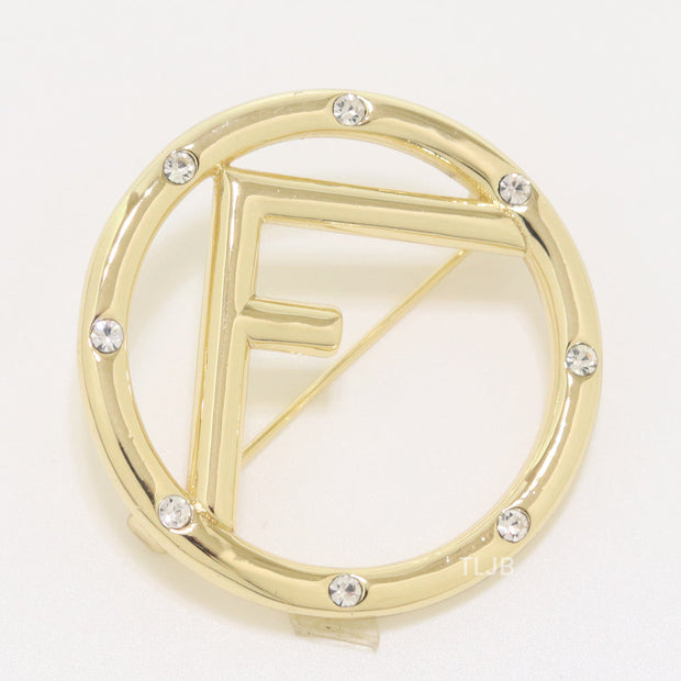 Alphabet F Diamond Studded Brooch