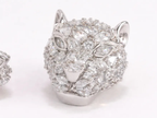 Panther head stud earrings in platinum plating and cz