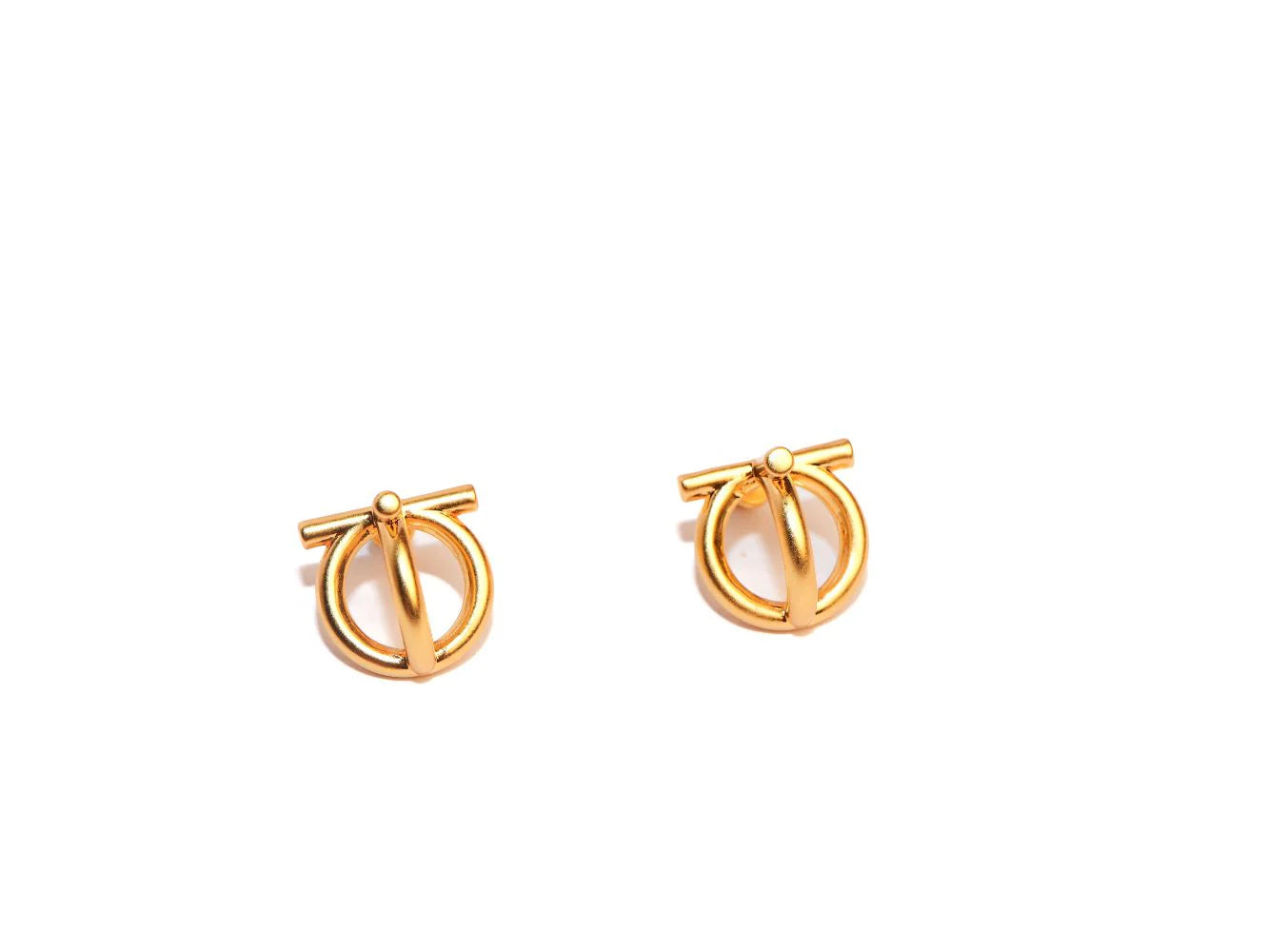 Alphabet SF Double Loop Matt gold Studs