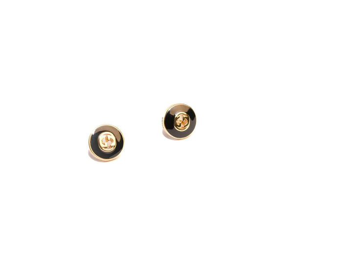 Double G black enamel studs gold