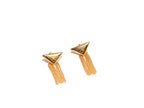 Alphabet P triangle motif Chain Tassles gold earrings