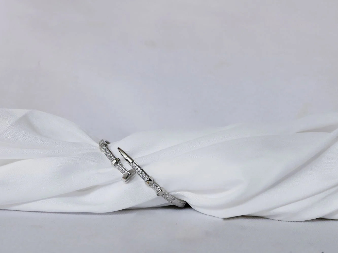 Platinum Plated CZ Nail and Nut Bracelet