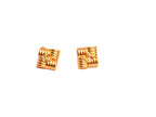 square twin c textured earrings gold