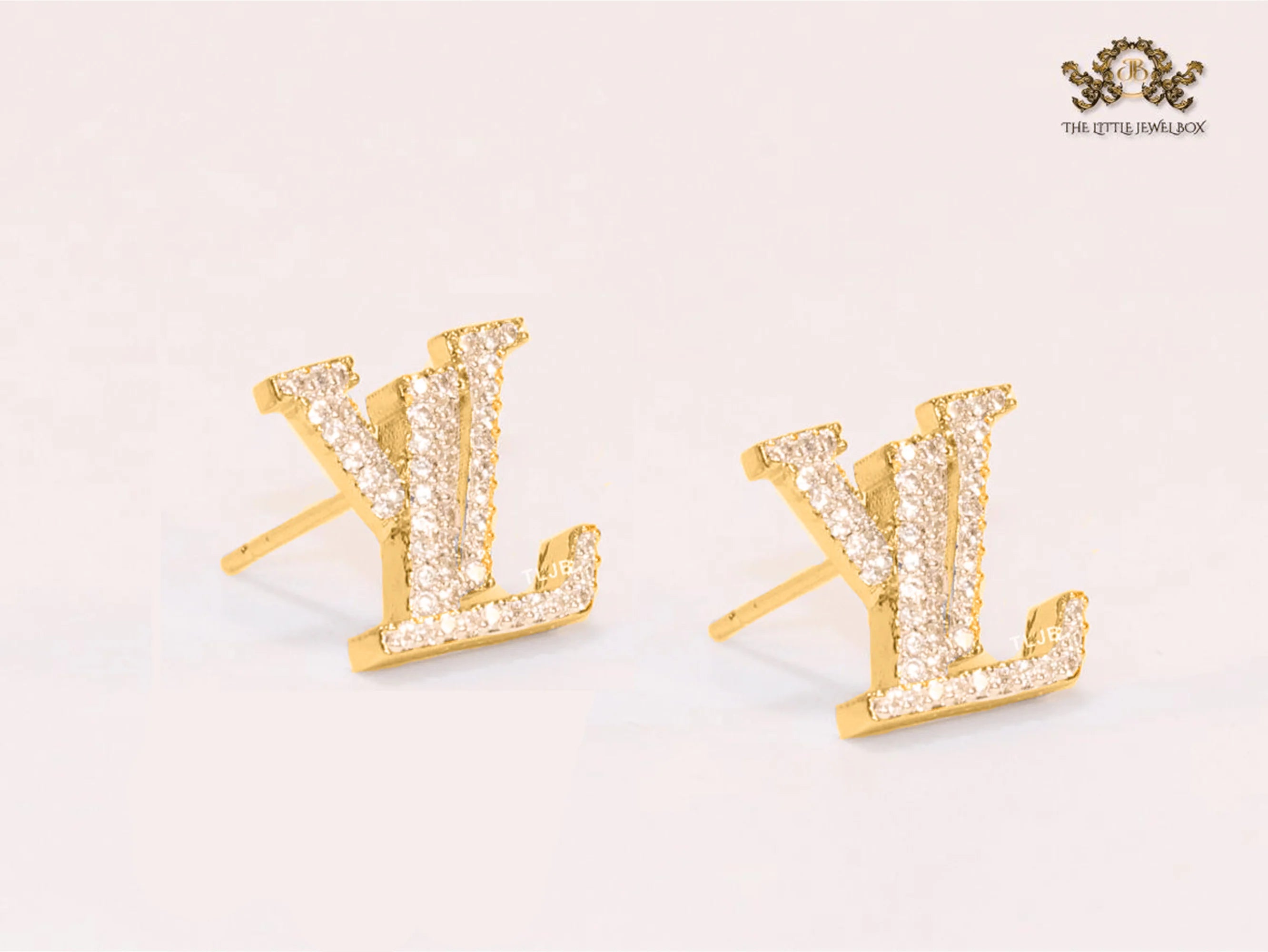 Alphabet L Gold CZ studs