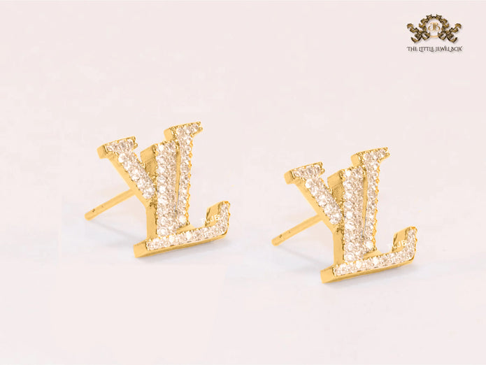 Alphabet L Gold CZ studs