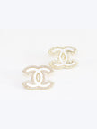 Double C White MOP CZ border earrings