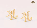 Alphabet L Gold CZ studs