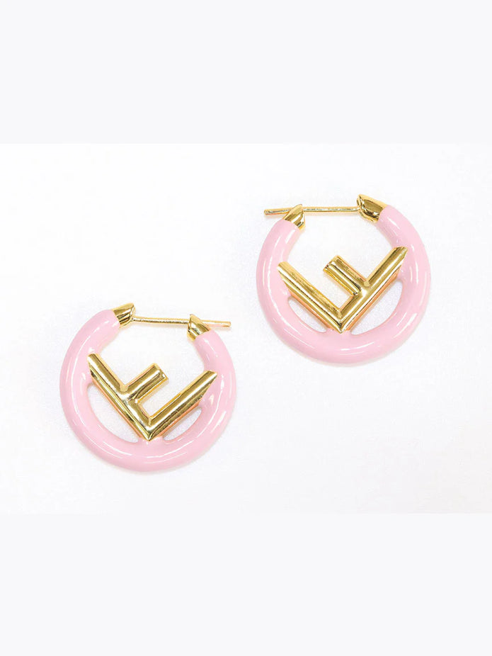 Baby Pink Alphabet F Hoops 25mm
