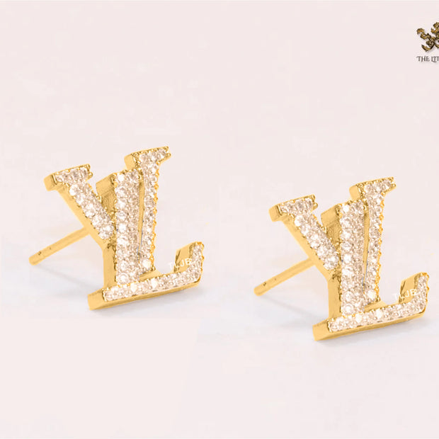 Alphabet L Gold CZ studs