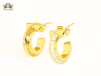 Alphabet T gold hoops with cz