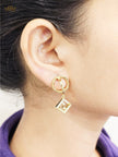 Double F small dangles with cz and gold