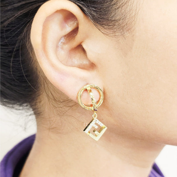 Double F small dangles with cz and gold
