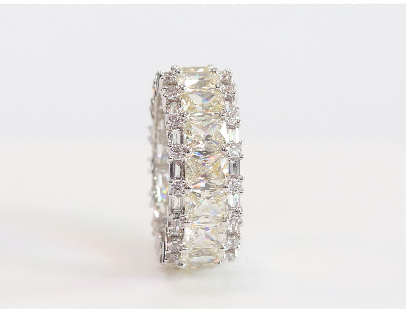 Silver plated baguette ring