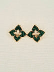 Alphabet RC Gold Plated green Clover Plain Stud Earring