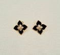 Alphabet RC Gold Plated Black Clover Plain Stud Earring
