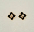 Alphabet RC Gold Plated Black Clover Plain Stud Earring