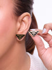 Alphabet P Black & gold enamel studs