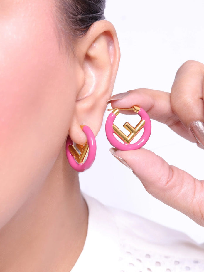 Pink Alphabet F Hoops 25mm