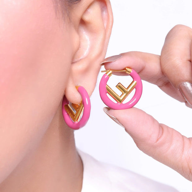 Pink Alphabet F Hoops 25mm