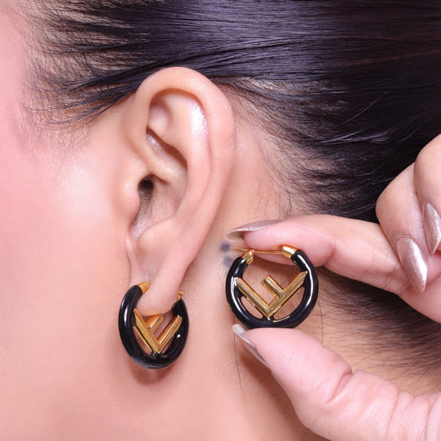 Black Alphabet F Hoops 25mm