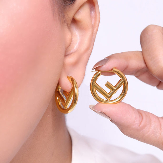 Gold Alphabet F Hoops 25mm