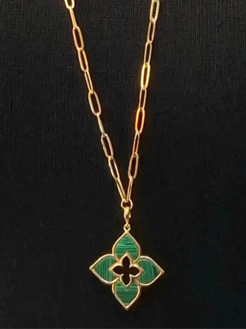 Alphabet RC Gold Plated Green Clover plain Pendant Necklace