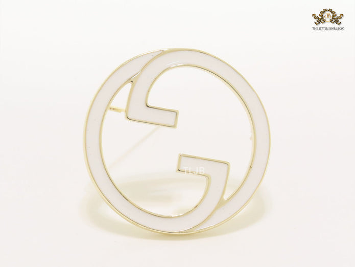 White enamel Double G Brooch