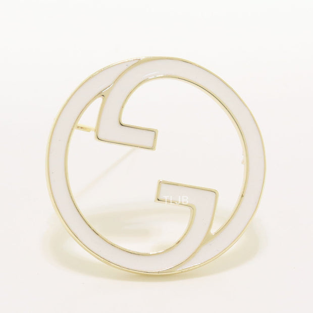 White enamel Double G Brooch