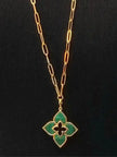 Alphabet RC Gold Plated Green Clover plain Pendant Necklace