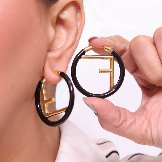 Black Alphabet F Hoops