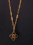 Alphabet RC Gold Plated Black Clover Plain Pendant Necklace