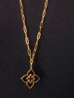 Alphabet RC Gold Plated Black Clover Plain Pendant Necklace